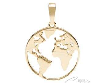 Unisex 10k Fine Gold Globe Pendant 046 - Solid and Gorgeous Pendant with High Polish Finish Necklace, Perfect for Stunning Gifts!