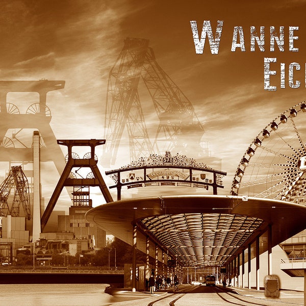 Wanne-Eickel Collage 1 - sepia - Bild