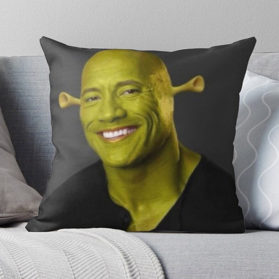 Dwayne Johnson the Shrek Throw Pillow Cases Funny Meme Pillow Etsy UK