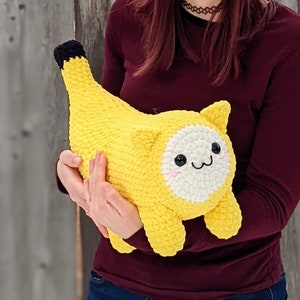 PATTERN: Jumbo Catnana Crochet - PDF ONLY - Amigurumi big banana cat crochet pattern - Large crochet fruit animal advanced beginner pattern