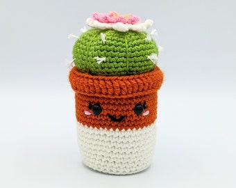 PATTERN: Dwarf Chin Cactus Crochet - PDF ONLY - Amigurumi cactus crochet pattern - Crochet plant advanced beginner pattern