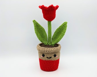 PATTERN: Tulip Crochet - PDF ONLY - Amigurumi flower crochet pattern - Crochet plant intermediate pattern