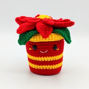 WZÓR: Poinsecja szydełkowa - TYLKO PDF - Amigurumi kwiat świąteczny - Wzór pośredni na szydełkową roślinę świąteczną