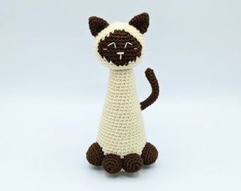 PATTERN: Siamese Cat Crochet - PDF ONLY - Amigurumi cat crochet pattern - Crochet animal advanced beginner pattern