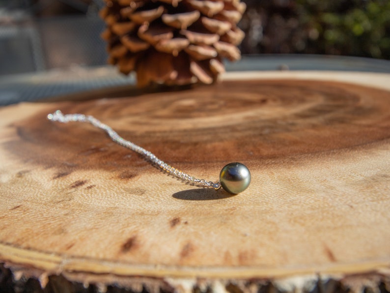 The Dainty Collection Dainty Sterling Silver .925 Tahitian Black Pearl Necklace