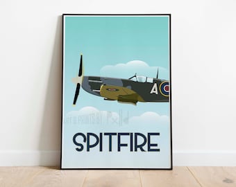 Spitfire, Spitfire Print, Spitfire Poster, Aviation Poster, Warplane Poster, WW2 Poster, WWII Poster, Fighter Aircraft Poster