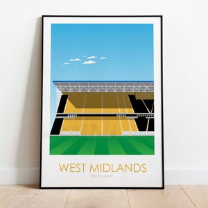 West Midlands Stadion Druck, handgemachtes Stadion Poster, englisches Fußballstadien Poster, Fußballkunst, Wandkunst