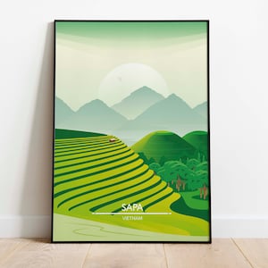Pôster de Sa Pa, Impressão de Sa Pa, Pôster do Vietnã, Impressão do Vietnã, Pôster de viagem ao Vietnã, Impressão de viagem ao Vietnã, Campos em terraços, Arte de parede