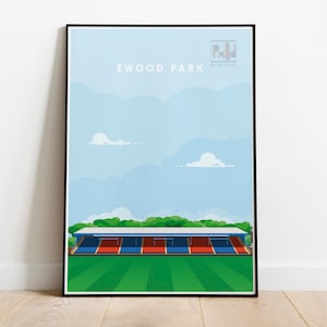 Ewood Park Stadium Print, Handmade Stadium Poster, Lancashire Football Stadium Poster, Football Art, Wall Art