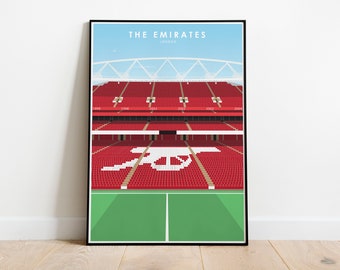 The Emirates, Football Stadium Print, Ashburton Grove, London, Stadium Poster, Handmade Stadium Print, Football Poster, Football Art