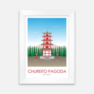 Chureito Pagode Poster, Chureito Pagode Poster, Japan Reise Poster, Japan Reise Druck, Japanisches Wahrzeichen Poster, Japanisches Wahrzeichen Poster