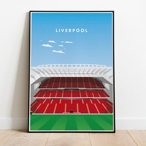 Liverpool, Anfield, Estádio de Anfield, Impressão do Estádio de Liverpool, Pôster de Estádio Feito à Mão, Pôster de Anfield, Pôster do Liverpool