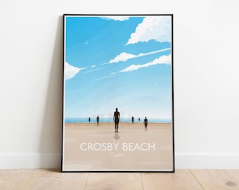 Crosby Beach Poster, Crosby Beach Print, UK Beach Poster, UK Beach Print, Travel Print, Merseyside, Crosby, Formby, Liverpool, Wall Art