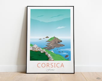 Corsica, Pointe de la Parata, France, Corsica Print, Corsica Poster, Corsica Travel Poster, Corsica Travel Print, French Travel Poster