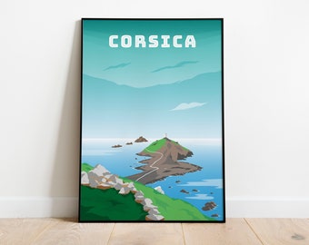 Corsica, Pointe de la Parata, France, Corsica Print, Corsica Poster, Corsica Travel Poster, Corsica Travel Print, French Travel Poster