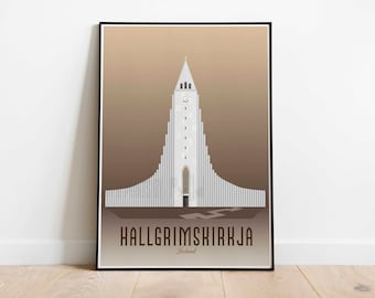 Hallgrimskirkja Poster, Hallgrimskirkja Print, Reykjavik Poster, Reykjavik Print, Iceland Travel Poster, Iceland Travel Print, Wall Art