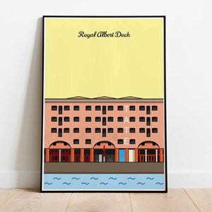 Royal Albert Dock, Liverpool, River Mersey, Historic Landmark, Modern Travel Poster, Modern Travel Print, Birthday Gift, Wedding Gift