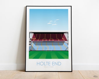 The Holte End, Villa Park Stadium, Villa Park Stadium Print, Handmade Stadium Poster, Birmingham, Wall Art, Wall Decor