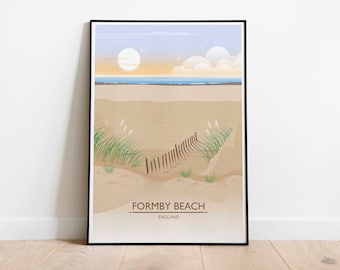 Formby Print, Formby Beach, Merseyside, England, UK, Countryside, Coastal, Travel Art Print, Landscape Art, Wall Art, Poster, Home Decor