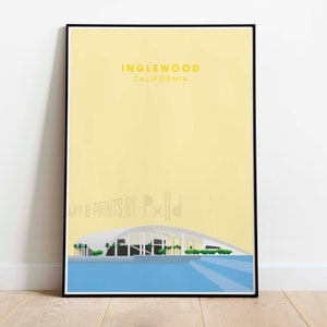 Inglewood, Califórnia, Estádio de Futebol de Inglewood, Estádio de Futebol de Los Angeles, Pôster de Estádio de Futebol Feito à Mão, Impressão de Estádio, Presente de Arte