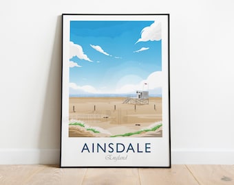 Ainsdale Beach Poster, Ainsdale Beach Print, Ainsdale Poster, Ainsdale Print, England Beach Poster, England Travel Print, UK Beach, Wall Art