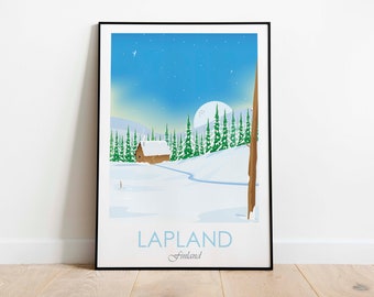 Lapland Poster, Lapland Print, Finland Poster, Finland Print, Nordic Travel Print, European Travel Print, Wall Art