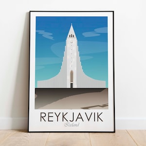 Hallgrimskirkja Poster, Hallgrimskirkja Print, Reykjavik Poster, Reykjavik Print, Iceland Travel Poster, Iceland Travel Print, Wall Art