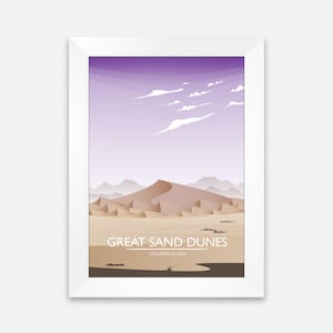 Póster de las Grandes Dunas de Arena, Impresión de las Grandes Dunas de Arena, Póster de Parque Nacional de EE. UU., Impresión de Parque Nacional de EE. UU., Impresión de viaje, Póster de Colorado, Arte mural