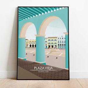 Havana, Cuba, Havana Poster, Havana Print, Plaza Vieja Poster, Cuba Print, Cuba Poster, Cuba Travel Print, Cuban landmark