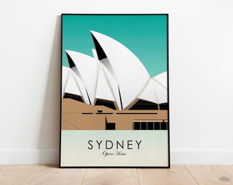 Sydney Opera House-affisch, Sydney Opera House-tryck, Sydney-affisch, Sydney-tryck, Australiens resetryck, Australiens reseaffisch