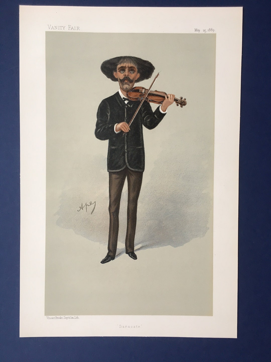 Original 1889 Spanish Violinist Print of Senor Pablo Martin Etsy