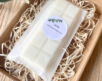 Dark honey & tobacco soy wax melt snap bar, vegan friendly wax melt, eco friendly packaging, new home gift, vegan self care gift
