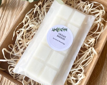 Sea salt & wood sage soy wax melt snap bar, vegan friendly wax melt, eco friendly packaging, new home gift, vegan self care gift