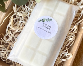 Coconut, Jasmin & vanilla soy wax melt snap bar, vegan friendly wax melt, eco friendly packaging, new home gift, vegan self care gift