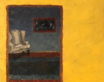 Living Room Chair, Fine Art, Original Artwork, Unique, Dining Room Art, Handmade, Home Decor, Acrylic Painting, Wingback Chair,