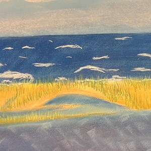 N. Wildwood NJ Seascape Drawing, Original Pastel Artwork, 9x11 image 2