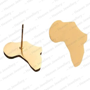Déclaration de fierté africaine 14 carats en or jaune massif carte africaine boucles d'oreilles carte design Noël clou parfait cadeau porter tous les jours cadeau pour elle