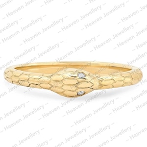 14K White Gold Serpent Ring with Diamonds Mystical & Stylish Snake Jewelry Gift For Wife Perfect Stacking Ring Snake Jewelry