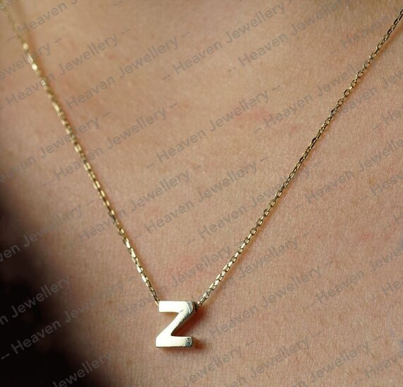 Z Name Pendant 14k Gold Necklace 