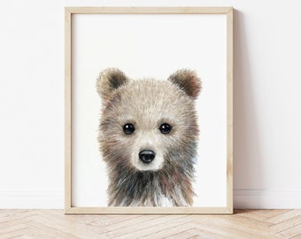 Bear Art for Nursery, PRINTABLE Baby Animal Art for Nursery, Woodland Nursery Decor