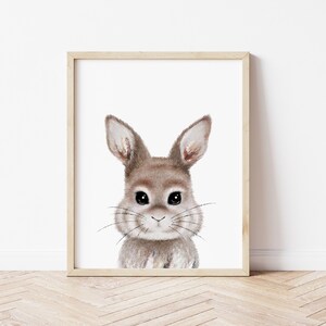 Baby Bunny Print for Nursery, PRINTABLE Animal Art for Nursery, Baby Girl Nursery Art, Neutral Nursery Decor
