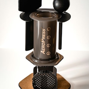 AeroPress Holder | AeroPress Organizer & Display Stand (Metal + Cork; Color Options) | Companion for AeroPress