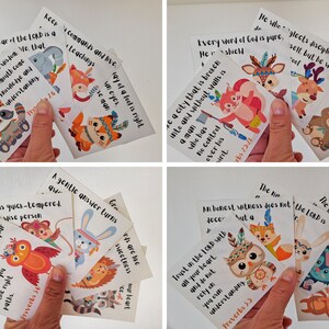 Proverbi per bambini, Set di 18 carte scritturali, versetti biblici per bambini, carte di memorizzazione stampabili, download istantaneo