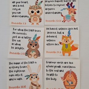 Proverbs for Kids, Set of 18 Scripture Cards, Bible Verses for Kids, Printable Memorization ...