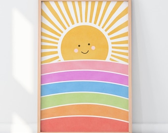 Sun Playroom Poster, Girls & Boys Room Decor | Pastel Wall Art