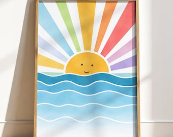 You are my Sunshine Poster: Watercolor Sun Nursery Wall Art