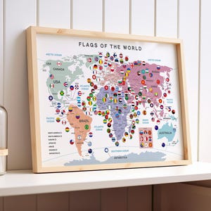 Mapa das Bandeiras dos Países – Pôster do Mapa Mundi, Cores do Arco-Íris