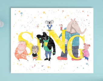 Sing Movie Backdrop Sing Movie Party Background Digital File Only Sing Movie Photobooth