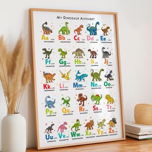 Dinosaurier Buchstaben ABC Poster: Klassenzimmer Alphabet für Lehrer & Dinosaurier-Wandkunst