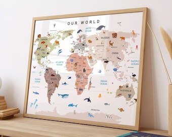 WORLD Wall Map USA Center Political Poster 36